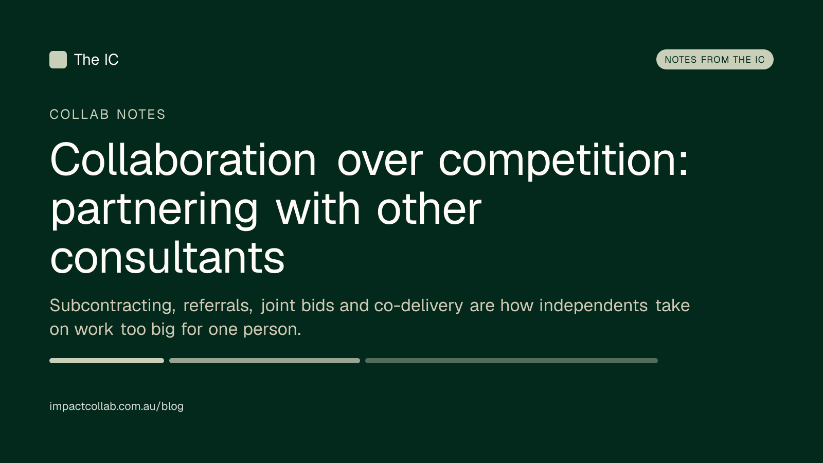 The Impact Collab collab notes title card: "Collaboration over competition: partnering with other consultants".