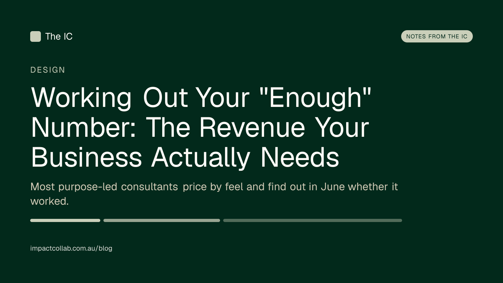 The Impact Collab design title card: "Working Out Your "Enough" Number: The Revenue Your Business Actually Needs".