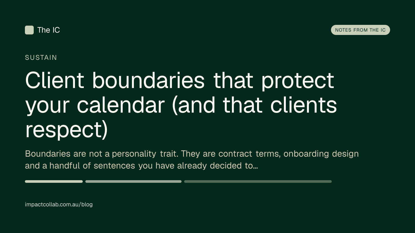 The Impact Collab sustain title card: "Client boundaries that protect your calendar (and that clients respect)".
